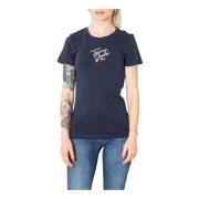 Blauw Print Dames T-shirt Tommy Jeans , Blue , Dames