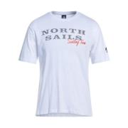 Wit Katoen Logo Print T-shirt North Sails , White , Heren