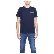 Blauw Bedrukt Crew Neck T-Shirt Napapijri , Blue , Heren