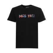 Katoenen Ronde Hals T-shirt MCS , Black , Heren