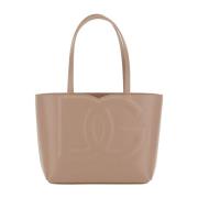 Roze Logo Detail Leren Tote Tas Dolce & Gabbana , Pink , Dames