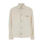 Witte Logo Patch Katoenen Jas Emporio Armani , White , Heren