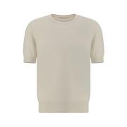 Contrasterende Geribbelde Crew Neck T-Shirt Brunello Cucinelli , White...