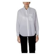 Witte Katoenen Shirt met Ronde Hals Calvin Klein Jeans , White , Dames