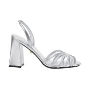 Metallic Sandalen met Blokhak Alevi Milano , Gray , Dames