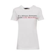 Logo Katoenen T-Shirt Korte Mouwen Moschino , White , Dames