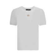 T-shirt met Rhinestone Logo Dolce & Gabbana , White , Dames