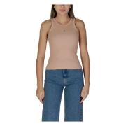 Roze Geribbelde Tanktop voor Vrouwen Calvin Klein Jeans , Pink , Dames