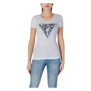 Kristal Driehoek Logo Tee Guess , White , Dames