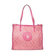 Stijlvolle Raffia Schoudertas U.s. Polo Assn. , Pink , Dames