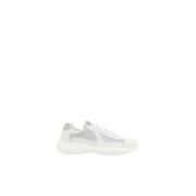 Leren Mesh Sneakers Prada , White , Heren