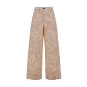 Bloemen Wijde Pijp Broek Burberry , Pink , Dames