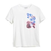 Stijlvol Bedrukt T-shirt voor Vrouwen Desigual , White , Dames