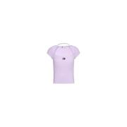 Paarse Polyester T-shirt Lente/Zomer Collectie Tommy Jeans , Purple , ...