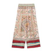 Grafische Print Beige Broek Elastische Taille Pierre-Louis Mascia , Mu...