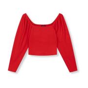 Kersen Top Lange Mouw Stijlvol Shirt Refined Department , Red , Dames