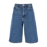 Blauwe Denim Boy Shorts met Riem Frame , Blue , Dames