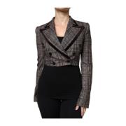 Geruite Geknipte Blazer Model Jkt3275 Dolce & Gabbana , Brown , Dames