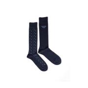 Blauwe Katoenen Crew Socks met Eagle Logo Emporio Armani , Blue , Here...