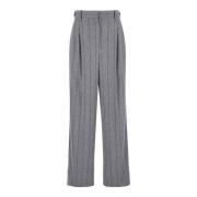 Grijze wollen broek met riemlussen Brunello Cucinelli , Gray , Dames