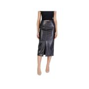 Zwarte Leren Pencil Rok Midi Stijl Ichi , Black , Dames