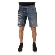 Versleten Bermuda Denim Shorts Dolce & Gabbana , Blue , Heren