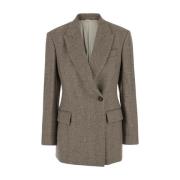 Bruin Peak Revers Jas Lange Mouwen Brunello Cucinelli , Brown , Dames