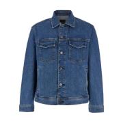 Blauwe Denim Jack met Zakken Theory , Blue , Heren