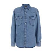 Blauwe Denim Klassieke Kraag Shirt Vrouw Adriano Goldschmied , Blue , ...