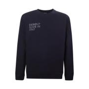 Blauwe Crew-neck Sweatshirt met Logo Print Dondup , Blue , Heren