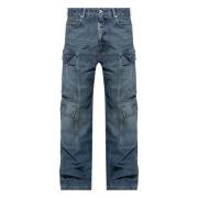 Blauwe Double Cargo Jeans Rick Owens , Blue , Heren