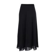 Zijden Zwarte Rok met Elastische Taille Theory , Black , Dames