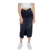 Zwarte Denim Rok Voor Split Vero Moda , Black , Dames