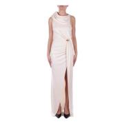 Rode Loper Versierde Slimme Jurk Elisabetta Franchi , Beige , Dames