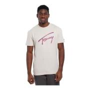 Handtekening Katoenen T-shirt - Wit Tommy Jeans , White , Heren