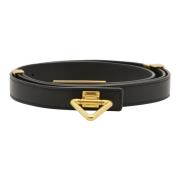 Metallic Turn-Lock Kalfsleren Riem Bottega Veneta , Brown , Dames