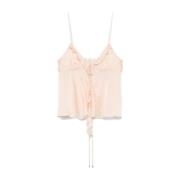 Poederroze Gerimpelde Top met Strik Chloé , Pink , Dames