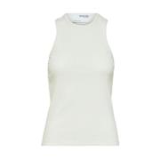 Mouwloze Geribbelde Gebreide Top Selected Femme , White , Dames