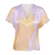 Gedrukte Lila Top Blouse Karen by Simonsen , Multicolor , Dames