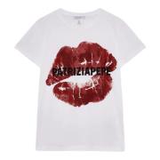 Witte Sweater met Lip Print Patrizia Pepe , White , Dames