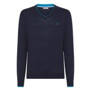 Blauwe Trui met V-hals Sun68 , Blue , Heren