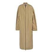 Lange technische trenchcoat met geribbelde kraag Alysi , Beige , Dames