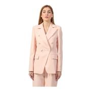 Roze double-breasted jas met klassieke revers Relish , Pink , Dames