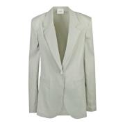 Linnen blazer met revers en gewatteerde schouders Alysi , Green , Dame...