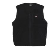 Zwarte Sherpa Mouwloos Vest met Rits Dickies , Black , Heren