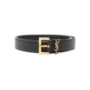 Zwarte taille riem met modelnaam Saint Laurent , Black , Heren