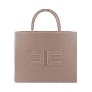 Grijze Synthetisch Leren Tote Tas Elisabetta Franchi , Beige , Dames