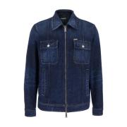 Blauwe Denim Jack met Klassieke Kraag Dsquared2 , Blue , Heren