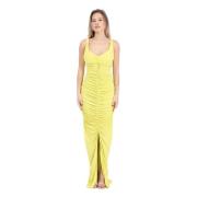 Gele Gedrapeerde Jersey Jurk met Piercing Elisabetta Franchi , Yellow ...