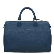 Pre-owned Leather handbags Louis Vuitton Vintage , Blue , Dames